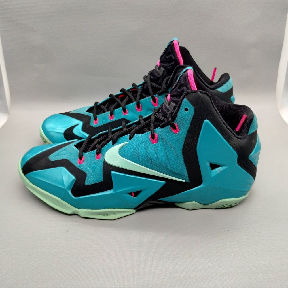 Nike LeBron 11 South Beach Sport Turquoise Black Pink Mens 11 Athletic Sneakers